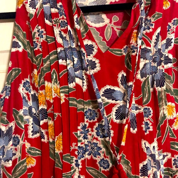 Rayon Swing Dress- Tassel Tie at the Neck - Picture 2 of 3